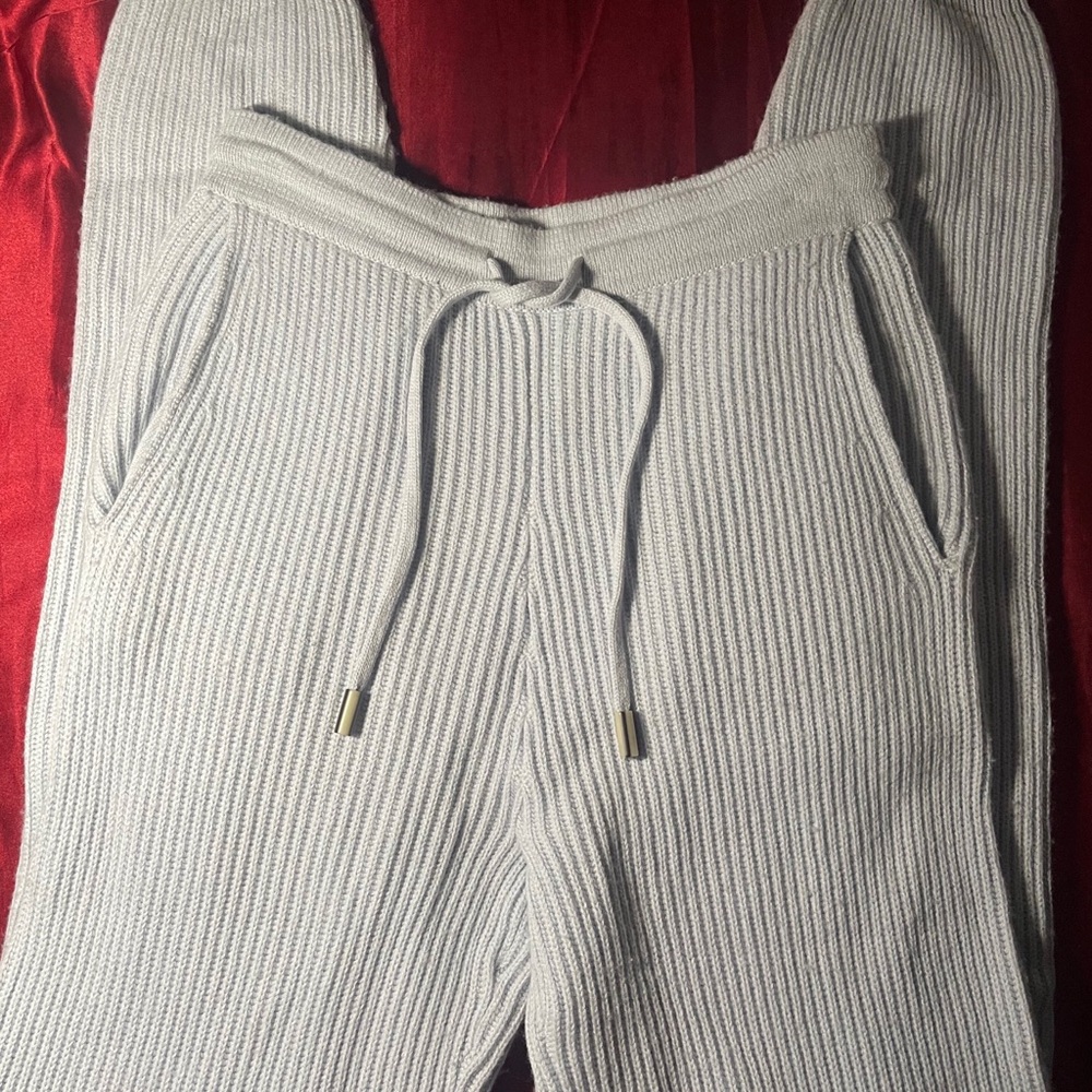 Jonathan Simkhai Light Gray Ribbed Knit Joggers